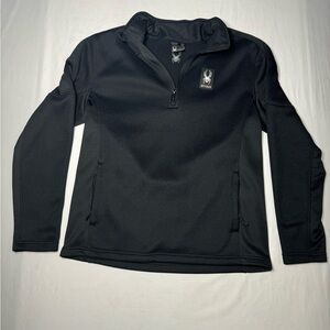 Spyder Ski Snowboard Outdoors 1/4 Zip Fleece Mens Large‎ Black Pullover